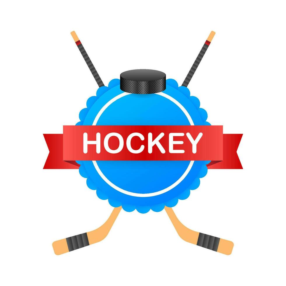 ijs hockey puck en stokken. sport symbool. vector illustratie geïsoleerd Aan wit achtergrond