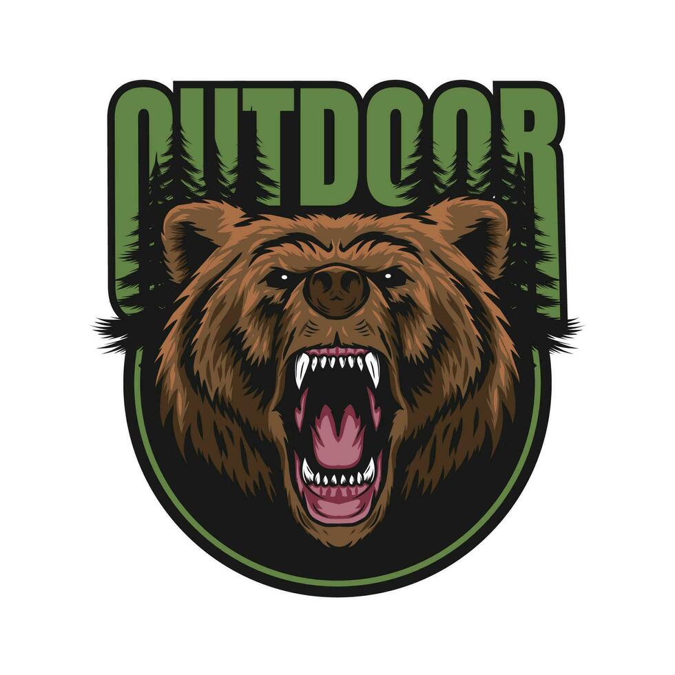 buitenshuis logo met beer mascotte vector
