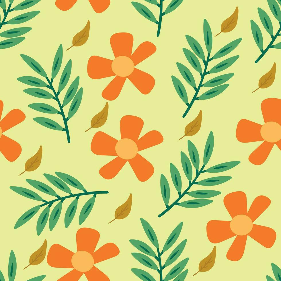 naadloos bloemen en blad patroon voor kleding stof afdrukken, textiel, geschenk omhulsel papier. kleurrijk vector voor kinderen, vlak stijl