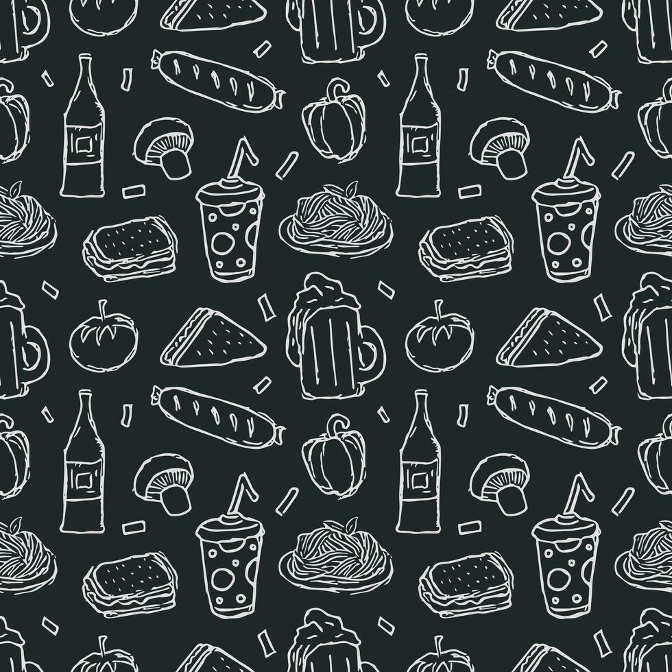 naadloos voedsel patroon. getrokken tekening voedsel achtergrond vector