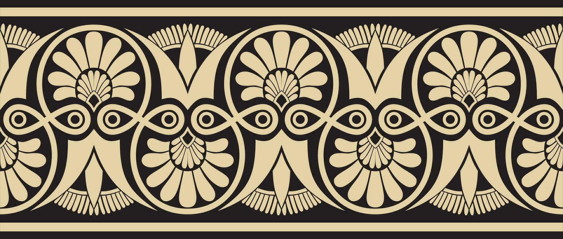 vector gouden en zwart naadloos ornament van oude Griekenland. klassiek eindeloos patroon kader grens Romeins rijk