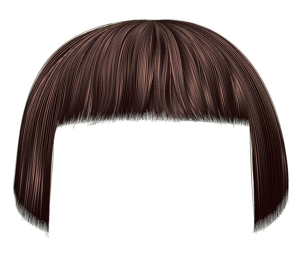 modieus haren brunette bruin kleuren . kare rand . schoonheid mode vector