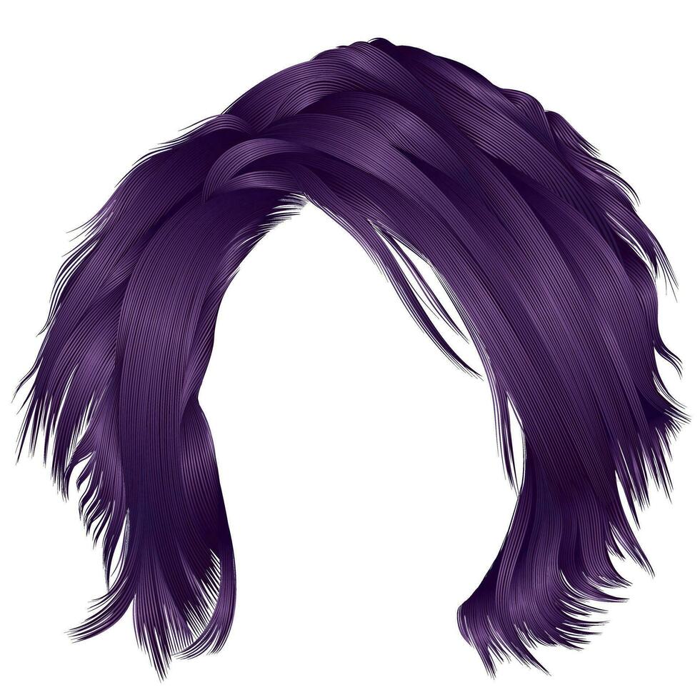 modieus vrouw verward haren Purper kleuren . schoonheid mode . realistisch 3d vector