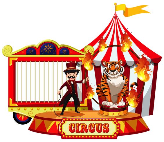 Een circusshow op witte achtergrond vector