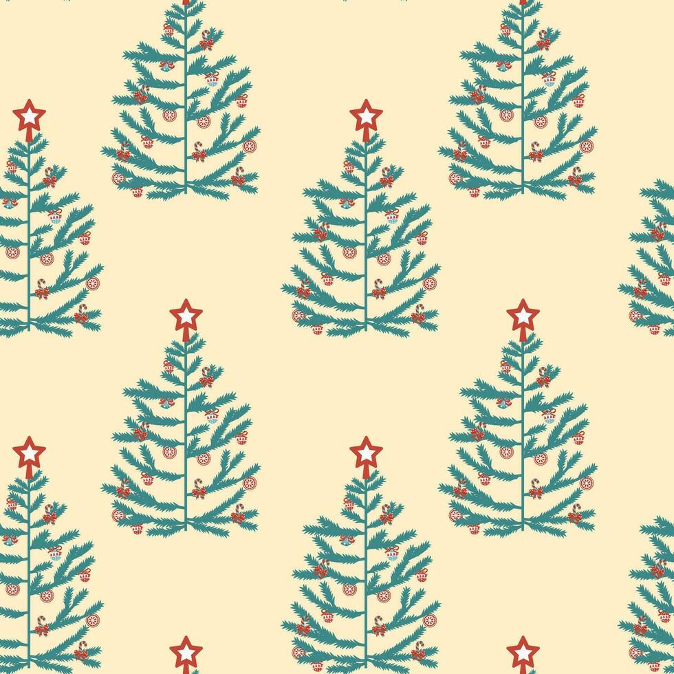 Kerstmis bomen zijn een naadloos patroon. vector, vlak stijl. perfect voor textiel, behang of afdrukken ontwerp. vector