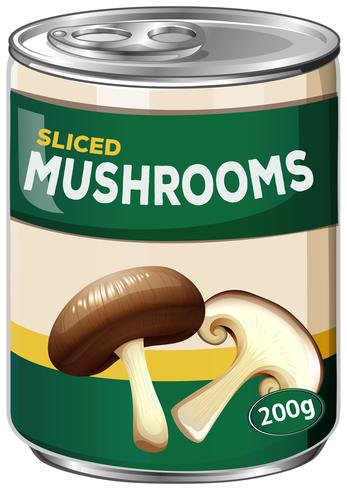 Een blik met gesneden champignons vector