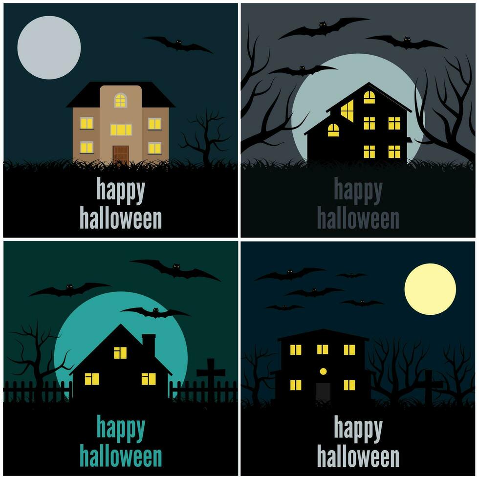 verzameling van vier vector illustraties voor halloween