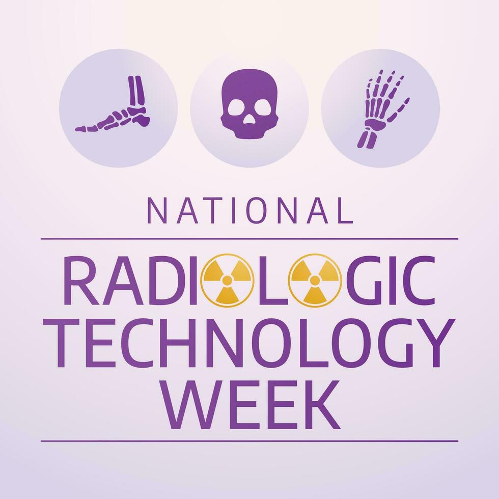 nationaal radiologisch technologie week ontwerp sjabloon mooi zo voor viering gebruik. schedel bot. radiologie illustratie. vector eps 10. vlak ontwerp.