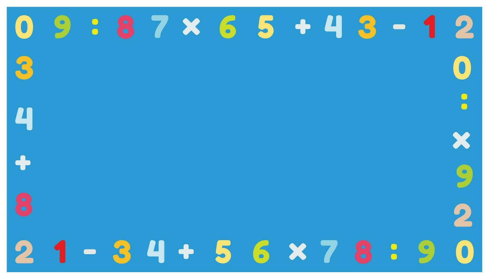 illustratie van getallen en interpunctie merken Aan een blauw achtergrond. leerzaam achtergrond met een wiskunde thema vector