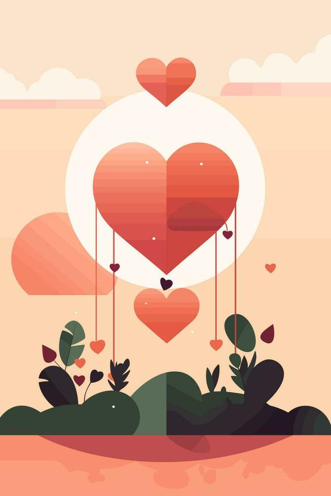 valentijnsdag dag liefde hart vlak kunst vector