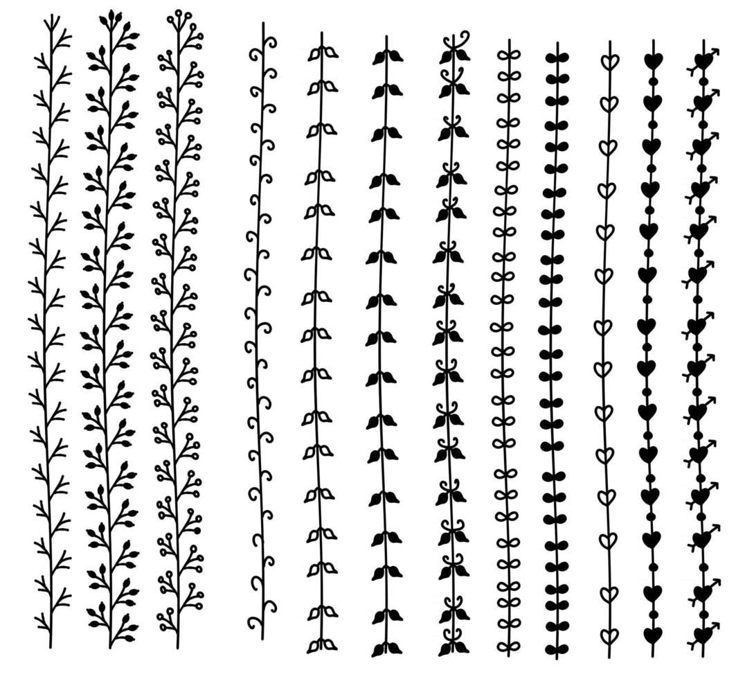 set handgetekende lijnen en scheidingslijnen vector