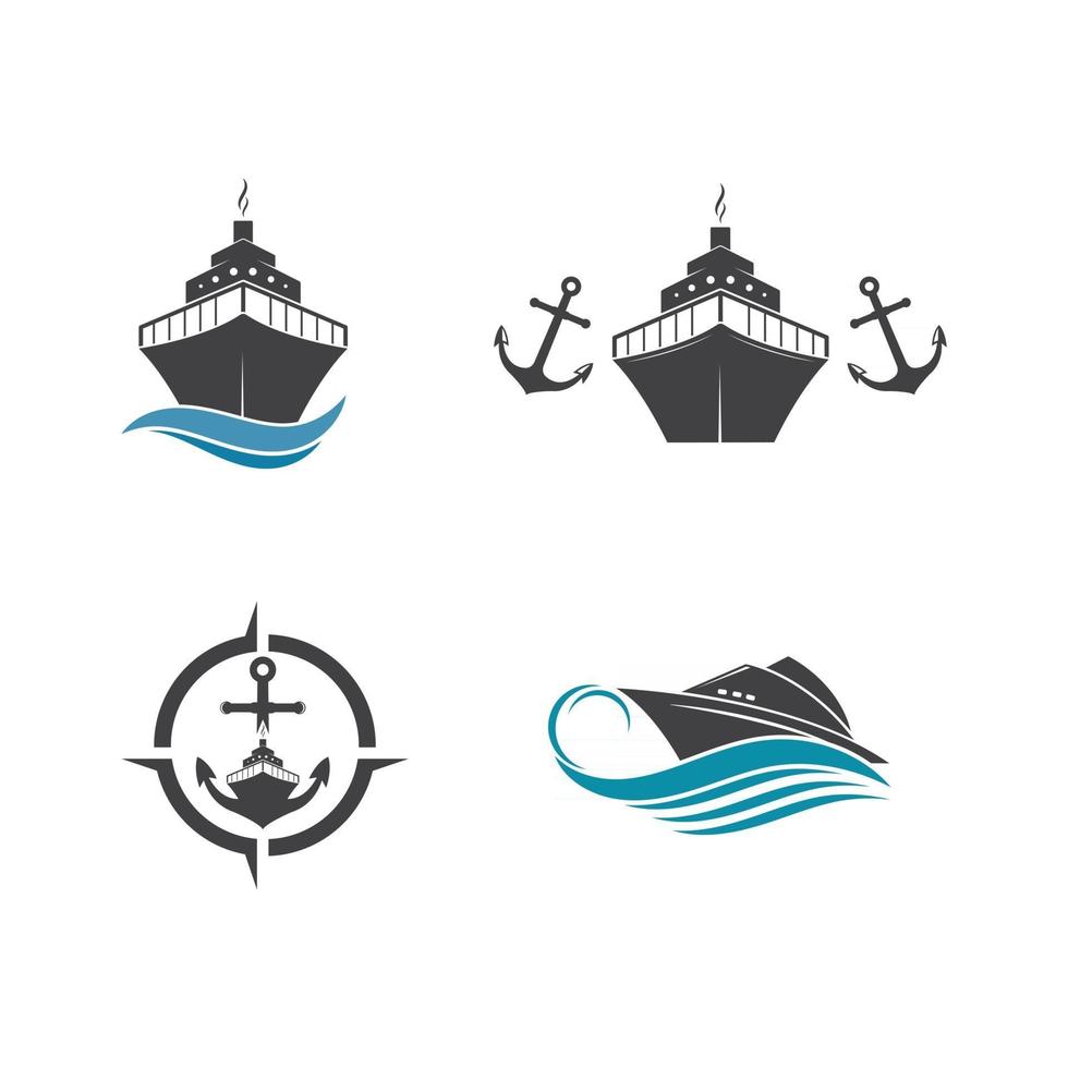 cruiseschip en nautische logo vector pictogram illustratie