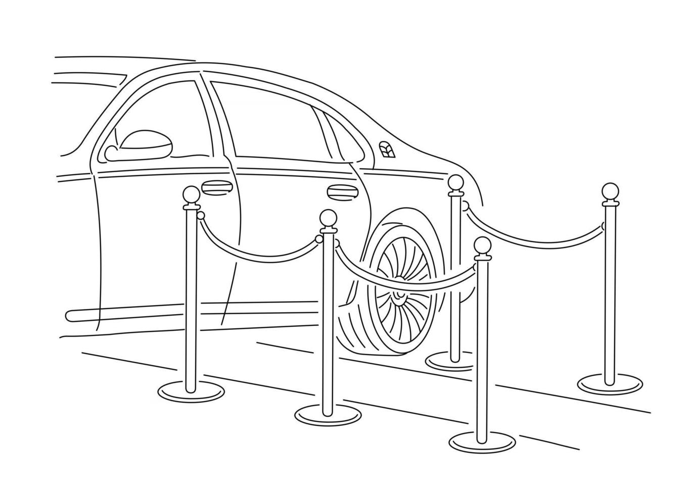 de limousine stopte op de rode loper. vector illustratie