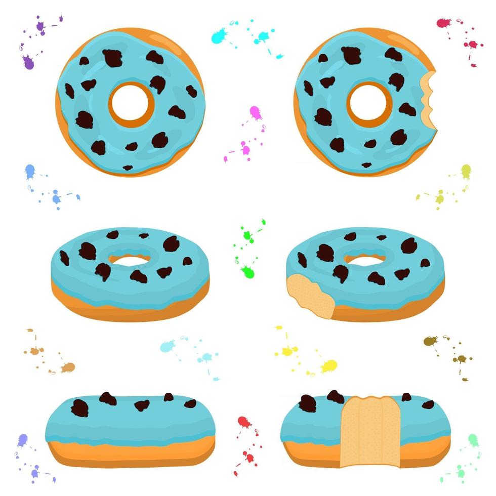 illustratie op thema grote reeks verschillende soorten kleverige donuts vector