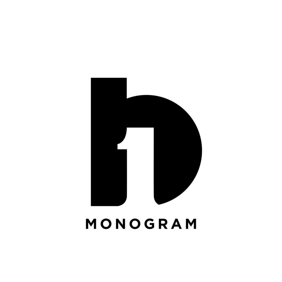monogram hoofdletter b één 1 eerste vector zwart logo-ontwerp