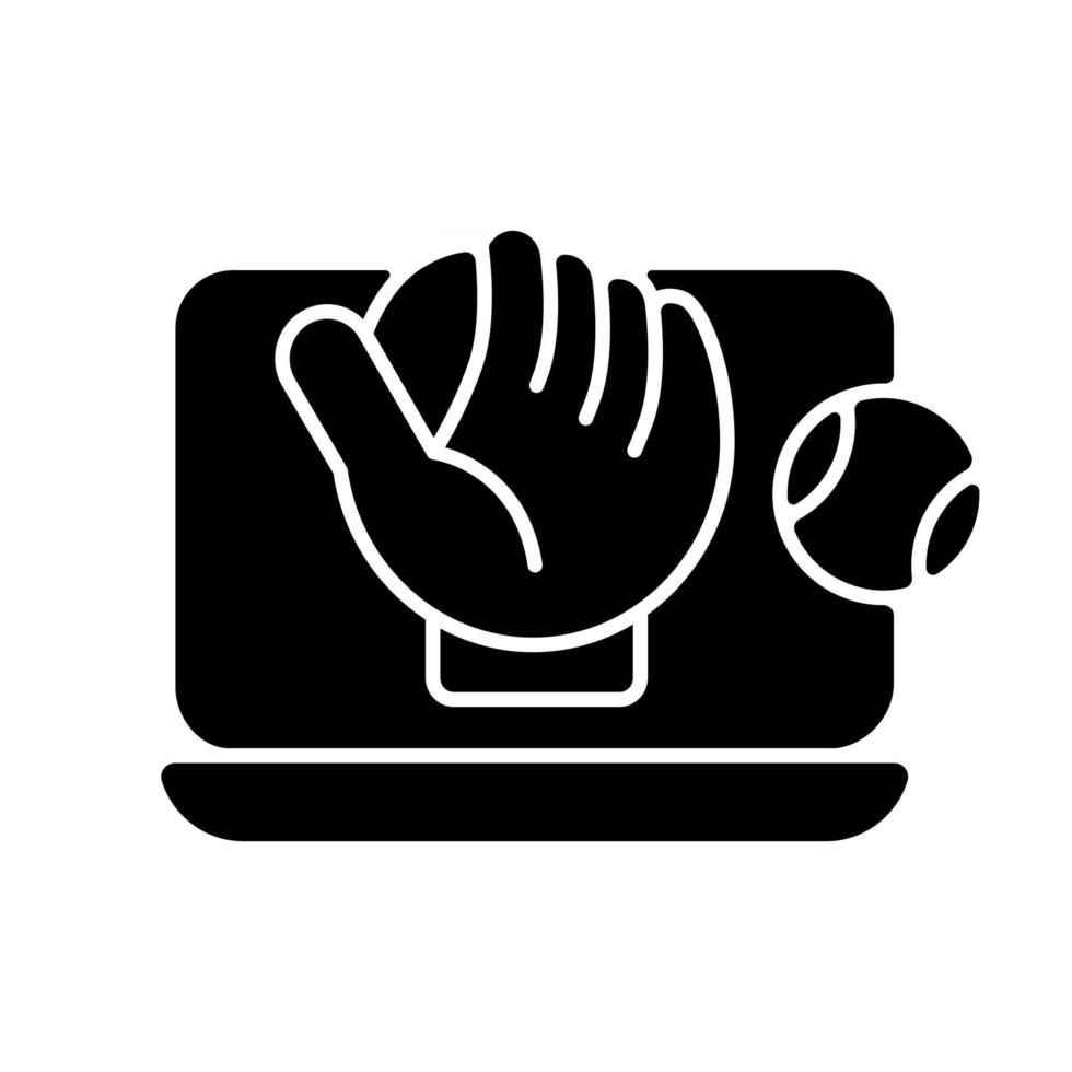 online honkbalspellen zwart glyph-pictogram vector