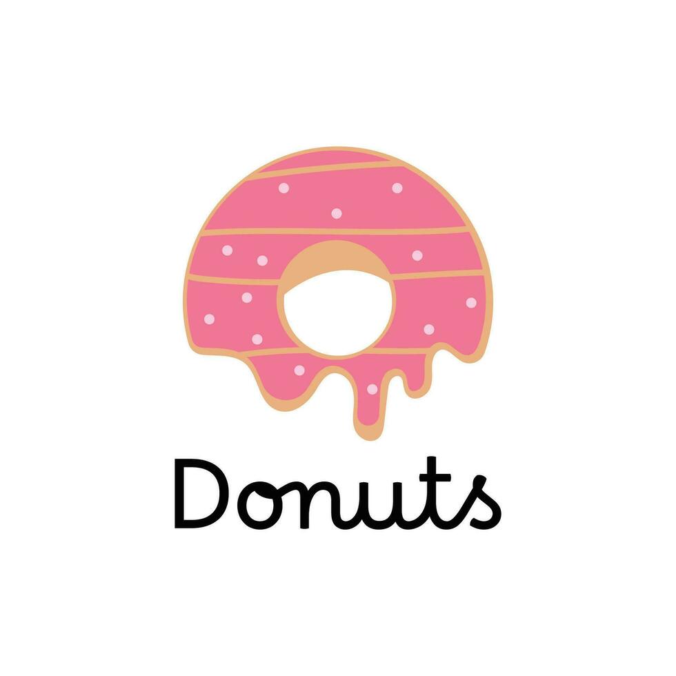 donut of gebeten donut logo sjabloon met weinig snoep. donut winkel of bakkerij embleem. vector