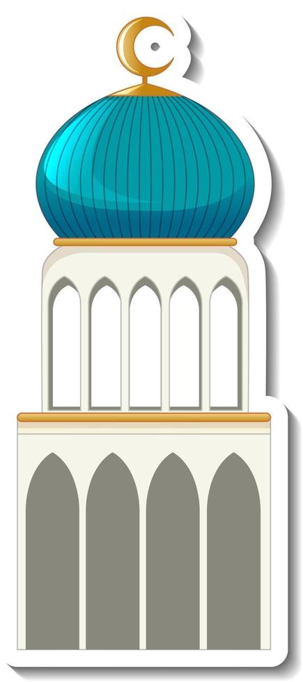 een stickersjabloon met geïsoleerd moskeegebouw vector