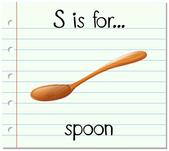 Flashcard letter S is voor lepel vector