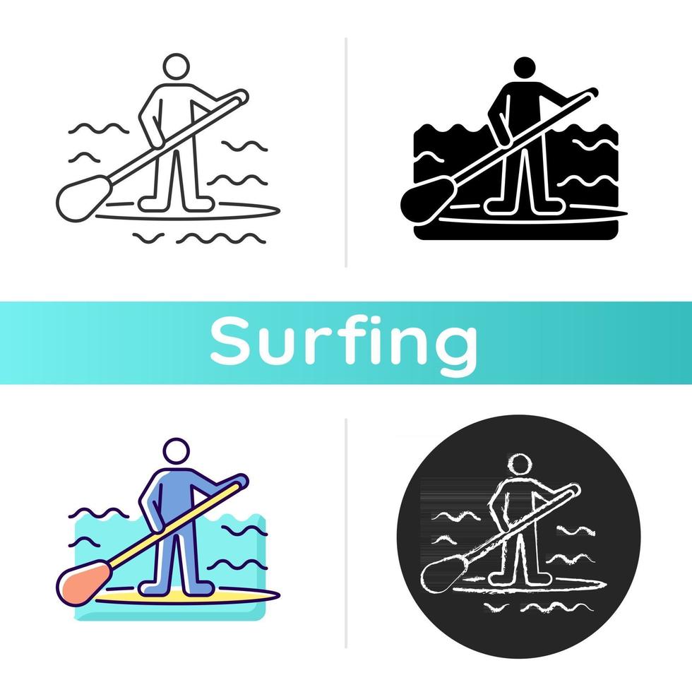 paddle board surfen pictogram vector