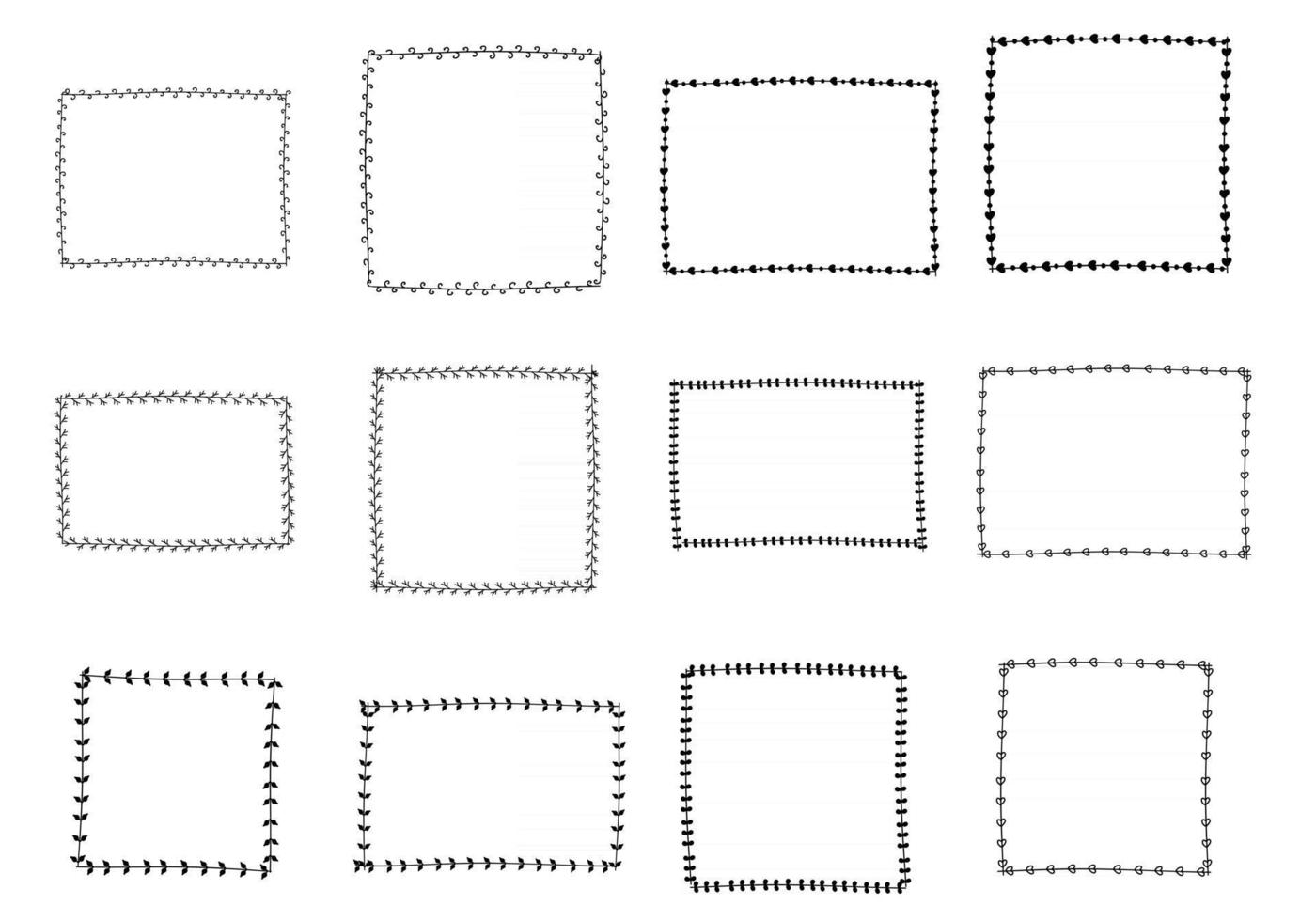 set van eenvoudige doodle frame vector