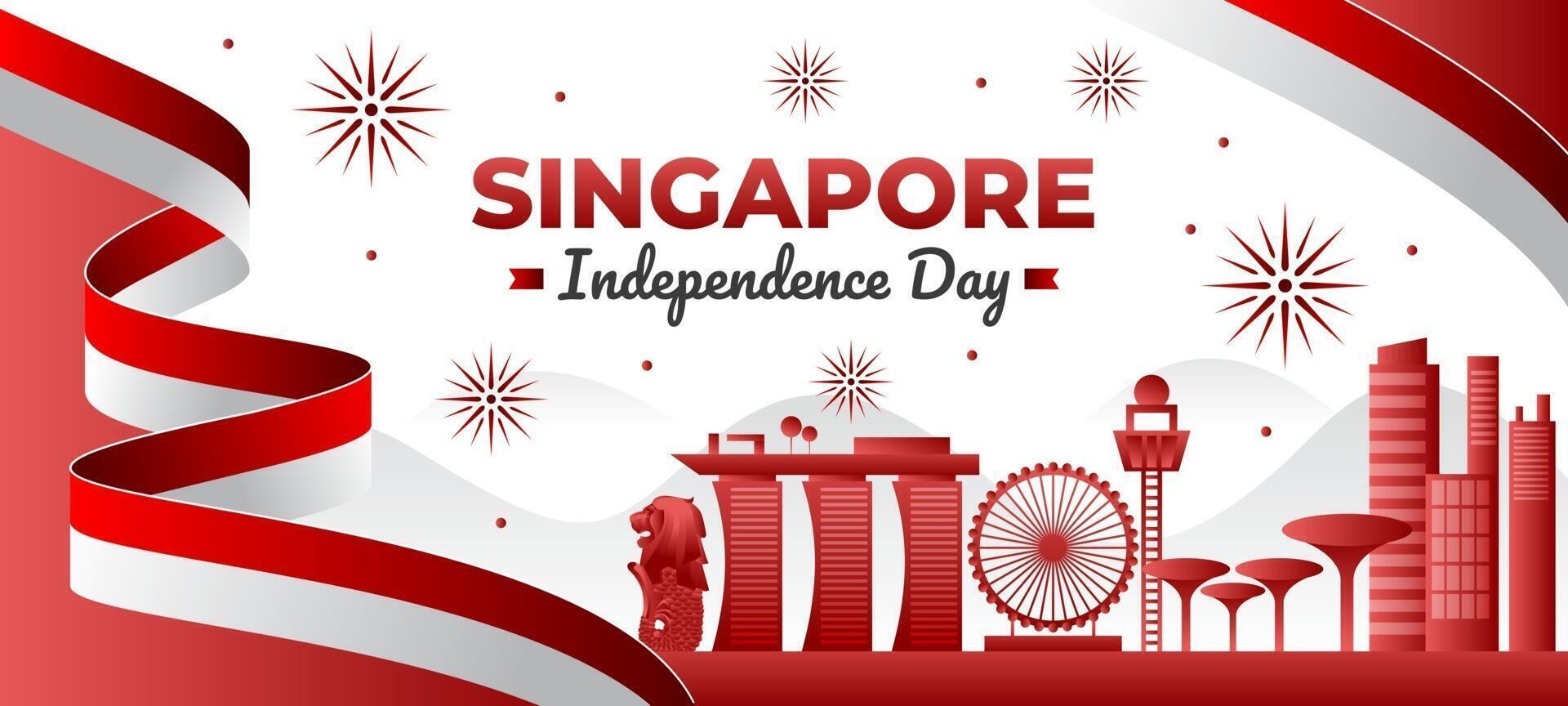 achtergrond van de onafhankelijkheidsdag van singapore vector