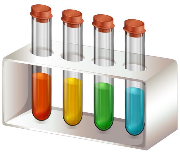 Reageerbuizen met chemicaliën vector