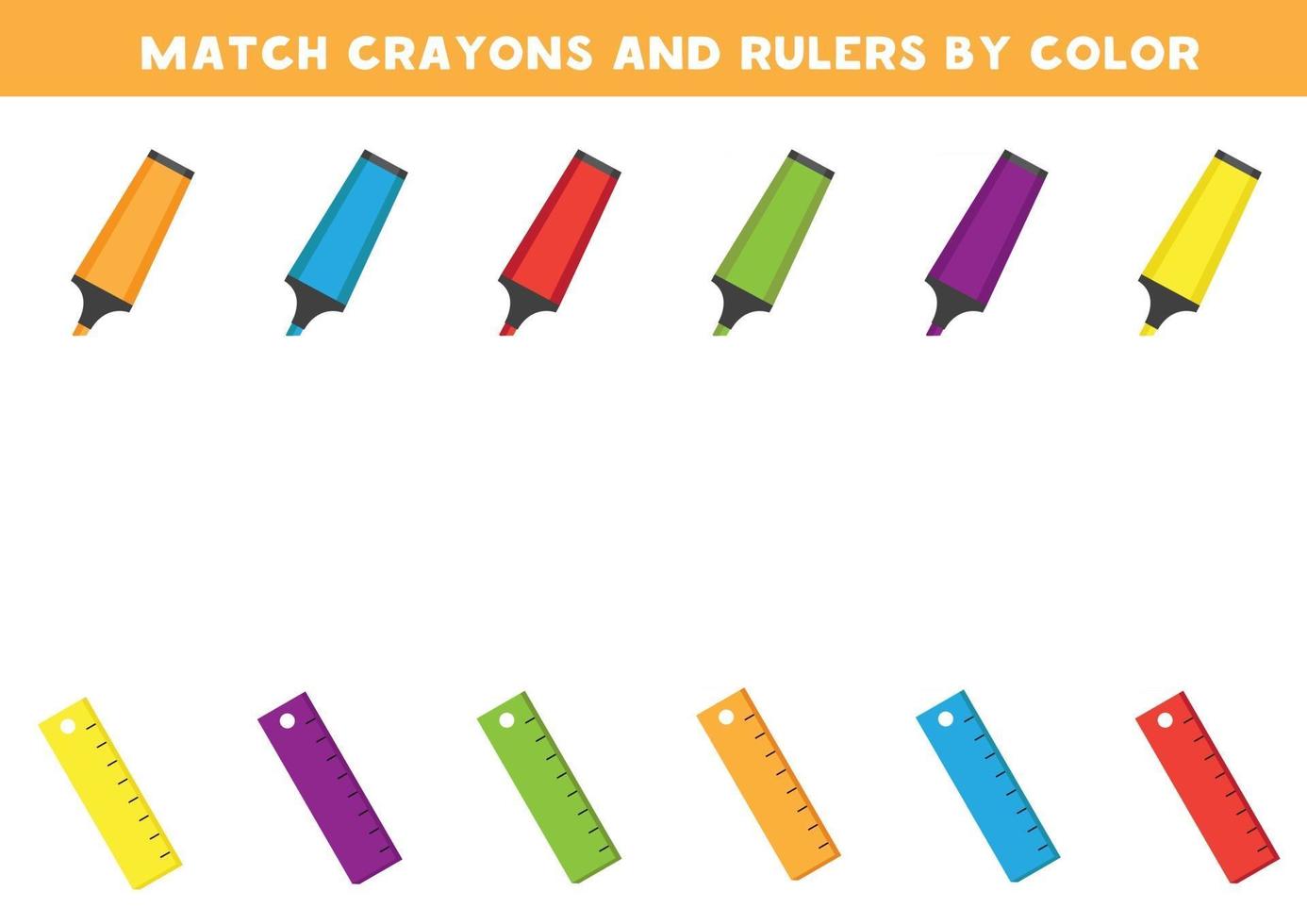 match markeerstiften en linialen op kleur. vector
