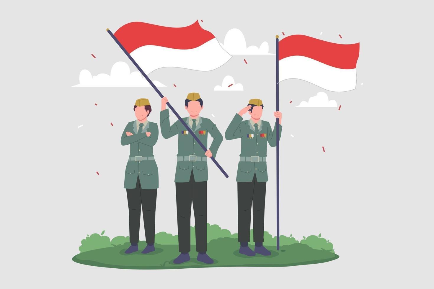 het vieren van de onafhankelijkheidsdag van Indonesië vectorillustratie. vector