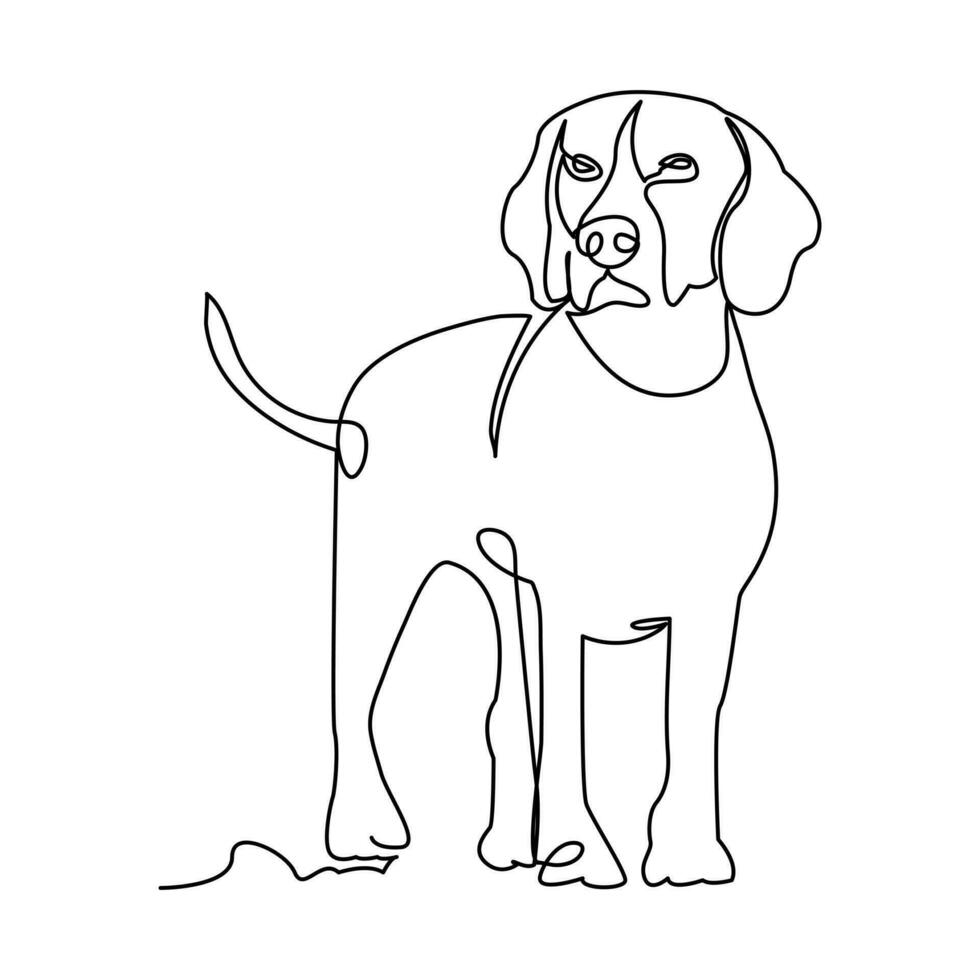 doorlopend een lijn hond huisdier schets vector kunst tekening