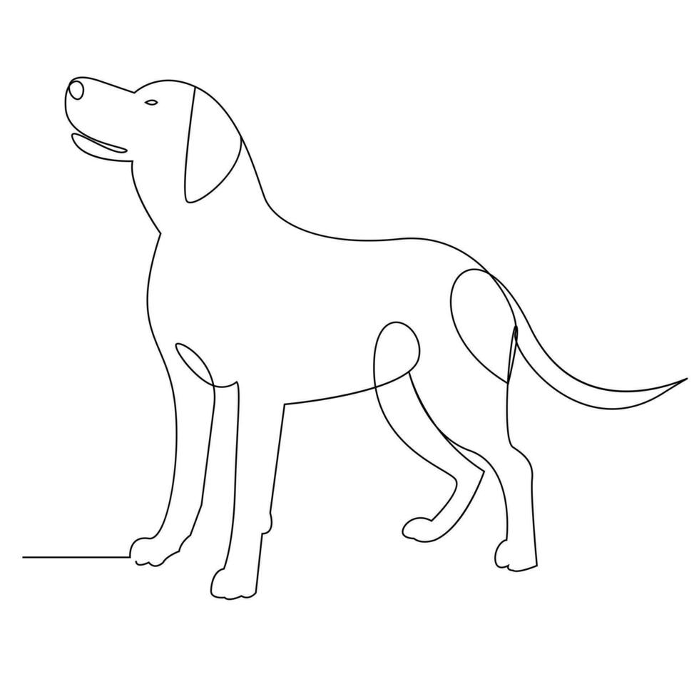 doorlopend een lijn hond huisdier schets vector kunst tekening