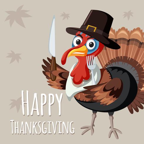 Turkije op thanksgiving-sjabloon vector