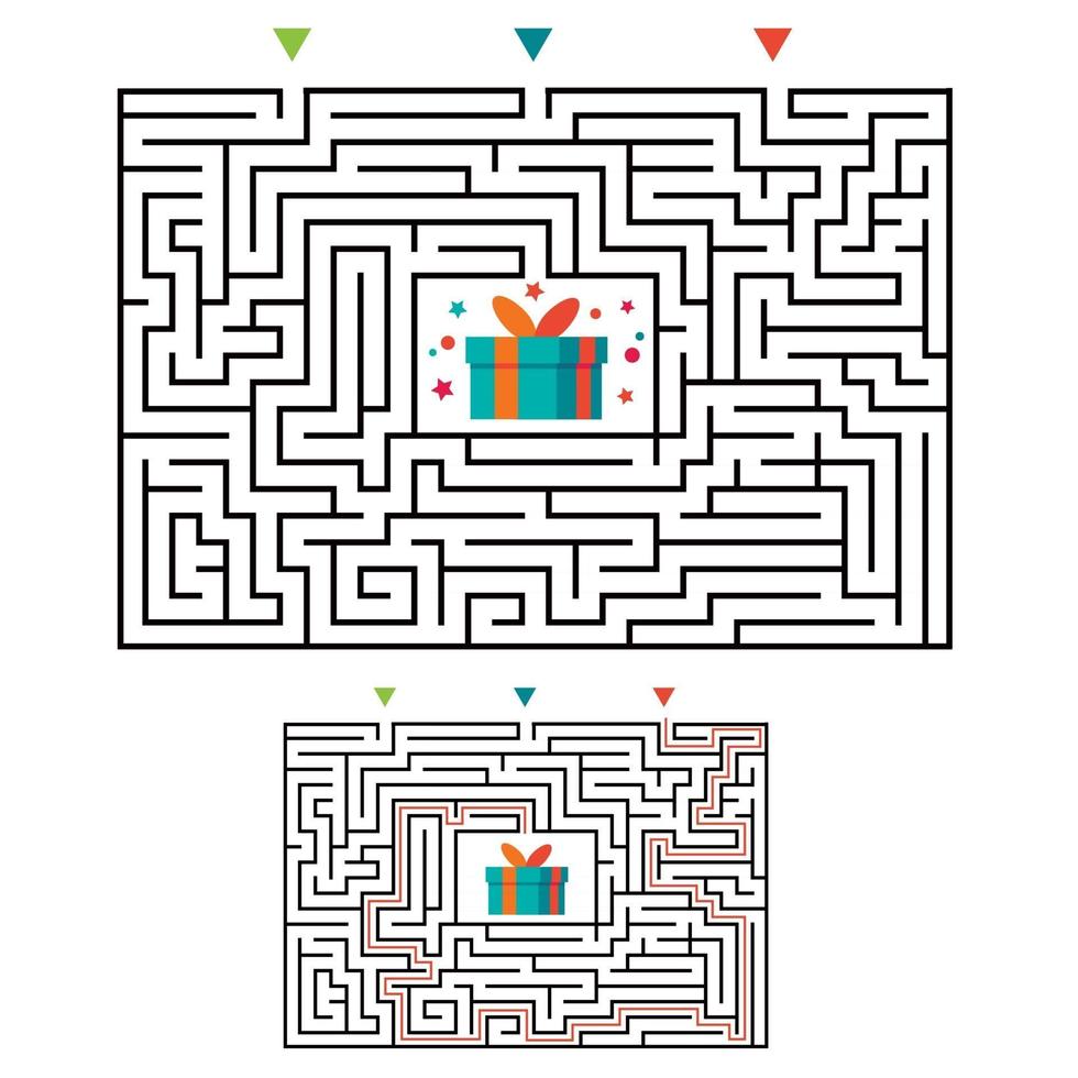 rechthoekig doolhof labyrint spel voor kinderen. labyrint logisch raadsel. vector