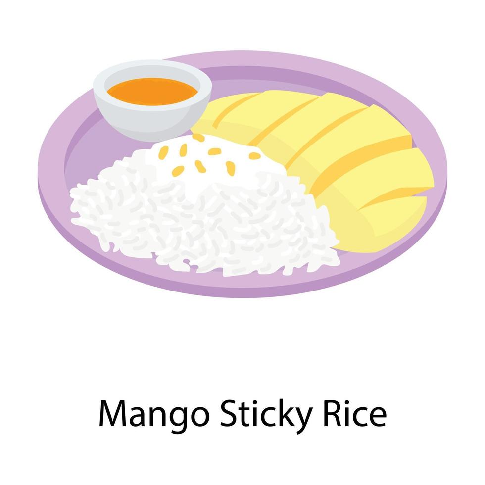 mango plakkerige rijst vector