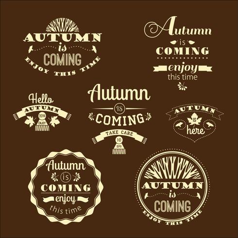 Set herfstlabels en tekens vector