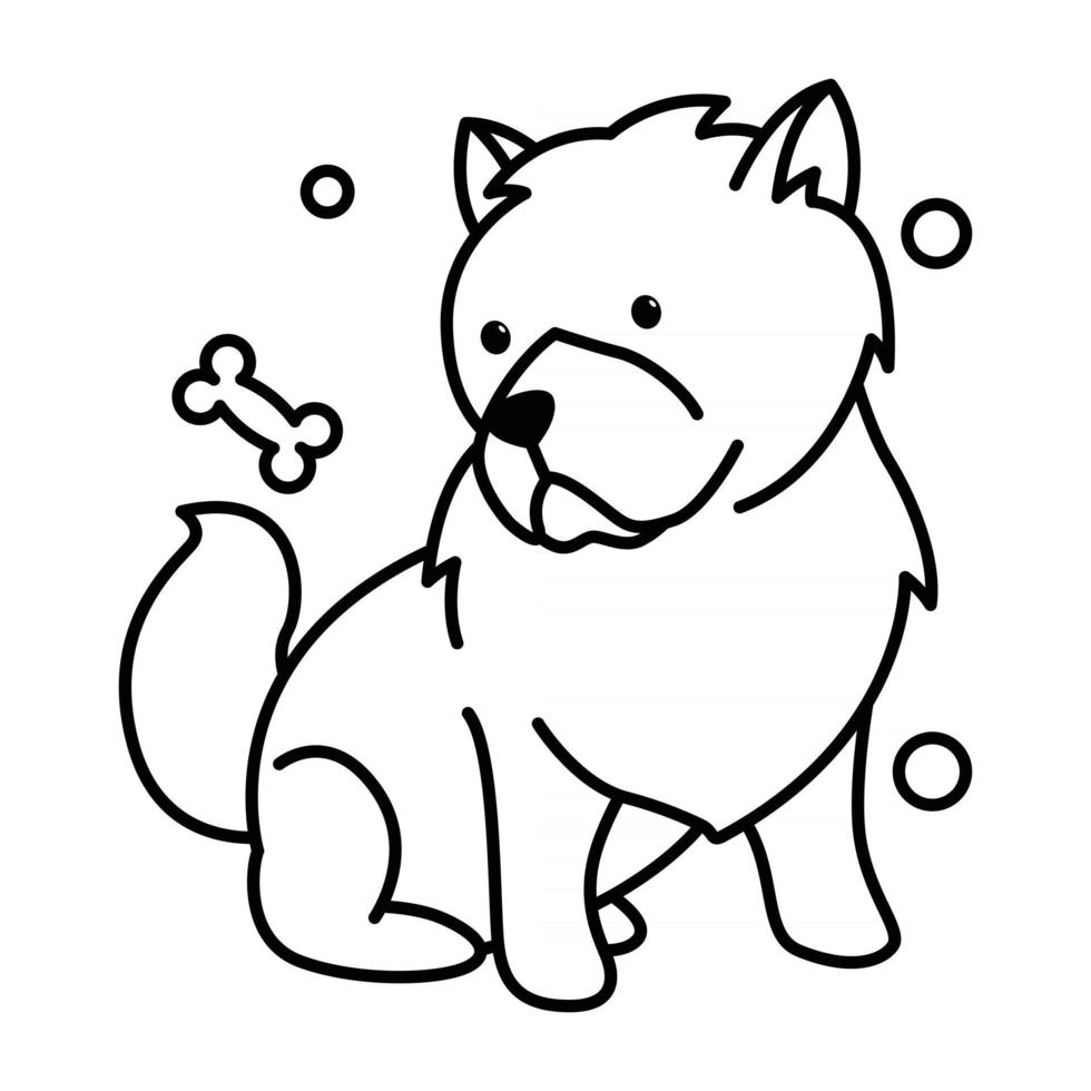 chow chow hond schattig cartoon overzicht stijlicoon vector