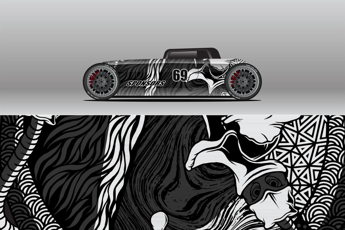 auto wrap bedrijf ontwerp vector. grafische achtergrondontwerpen voor voertuigen vector