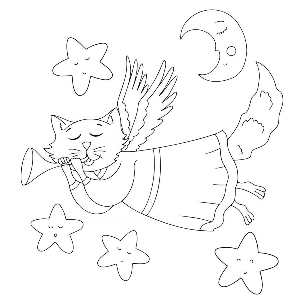 schattige zachte sprookjesachtige engel kitten illustratie vector