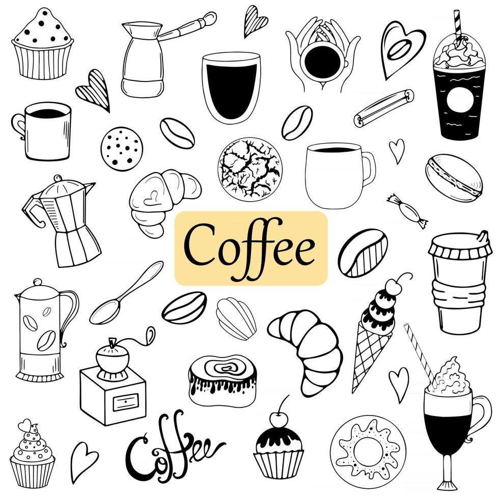 koffie doodle vectorillustratie vector