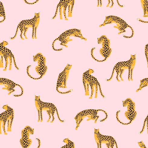 Naadloos exotisch patroon met abstracte silhouetten van luipaarden. vector