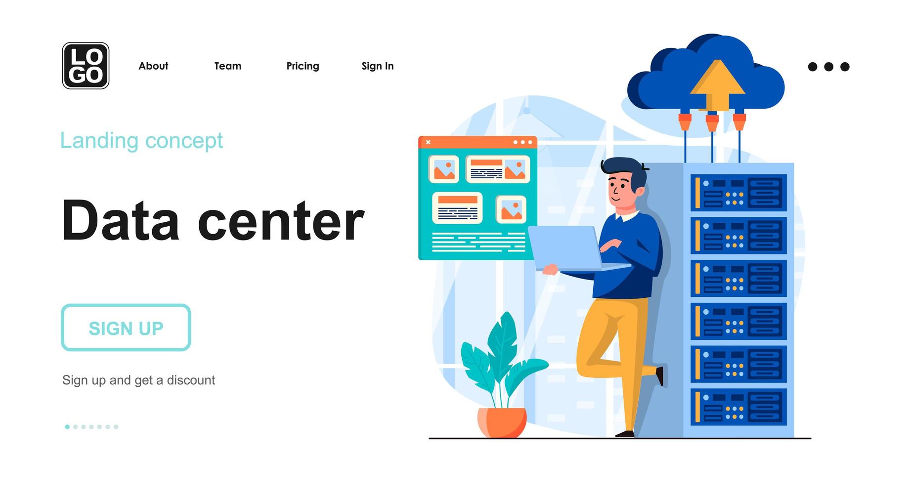 datacenter webconcept bestemmingspagina sjabloon web vector