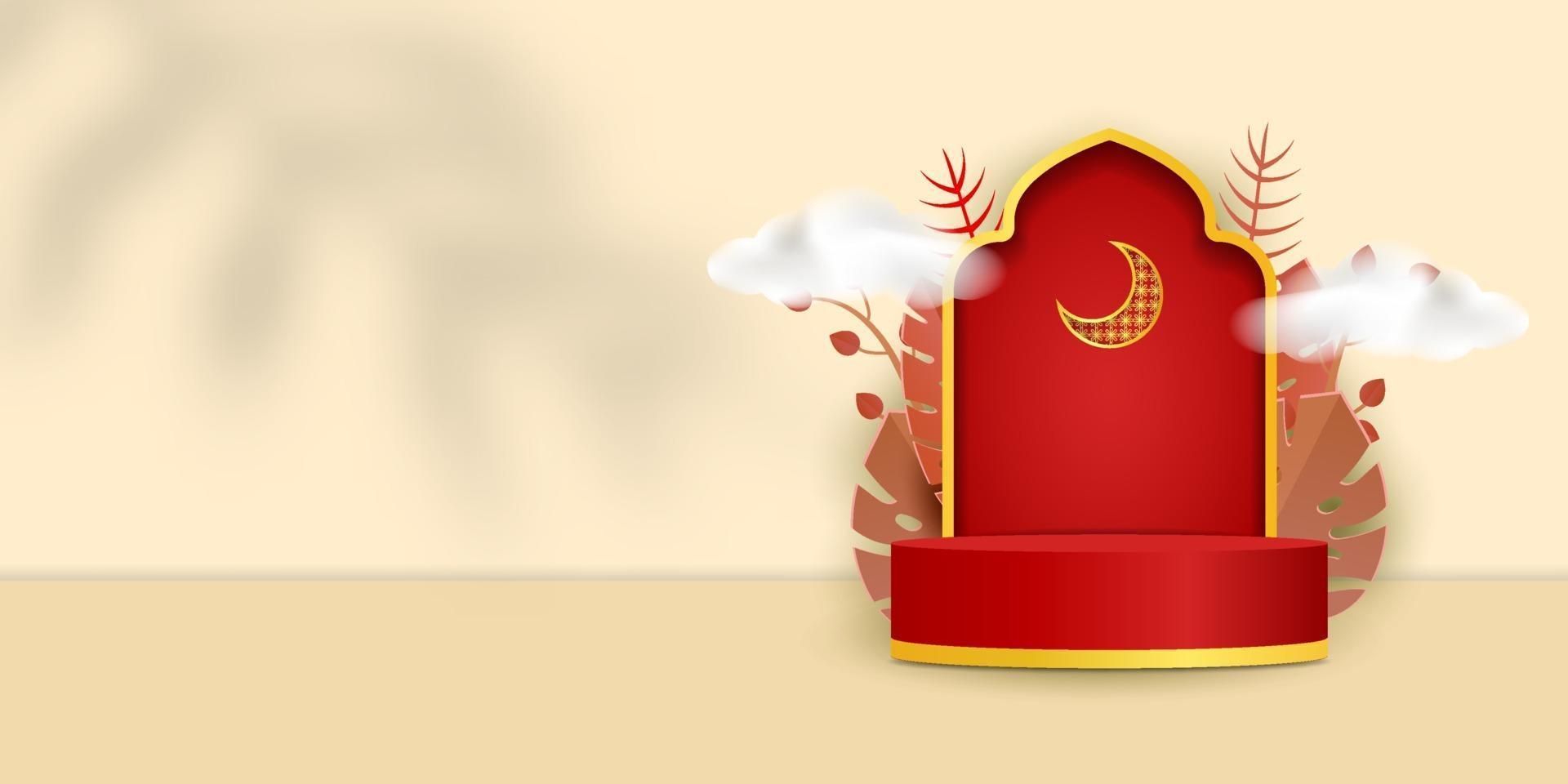 3d islamitische display podium decoratie achtergrond vector