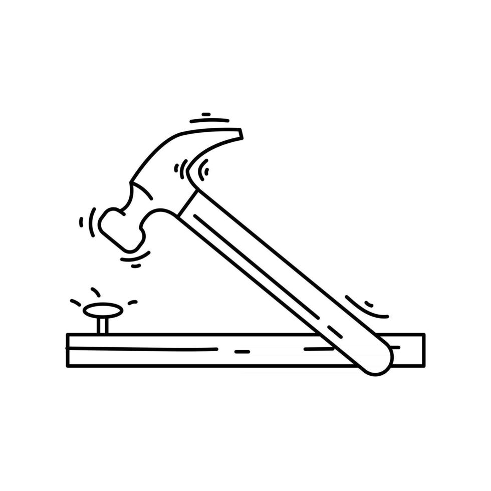 landbouw hamer icoon. handgetekende pictogrammenset, omtrek zwart vector