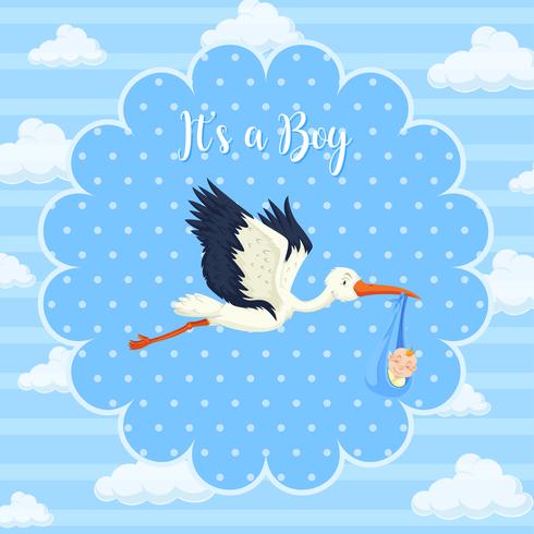Storkbaby op blauwe achtergrond vector