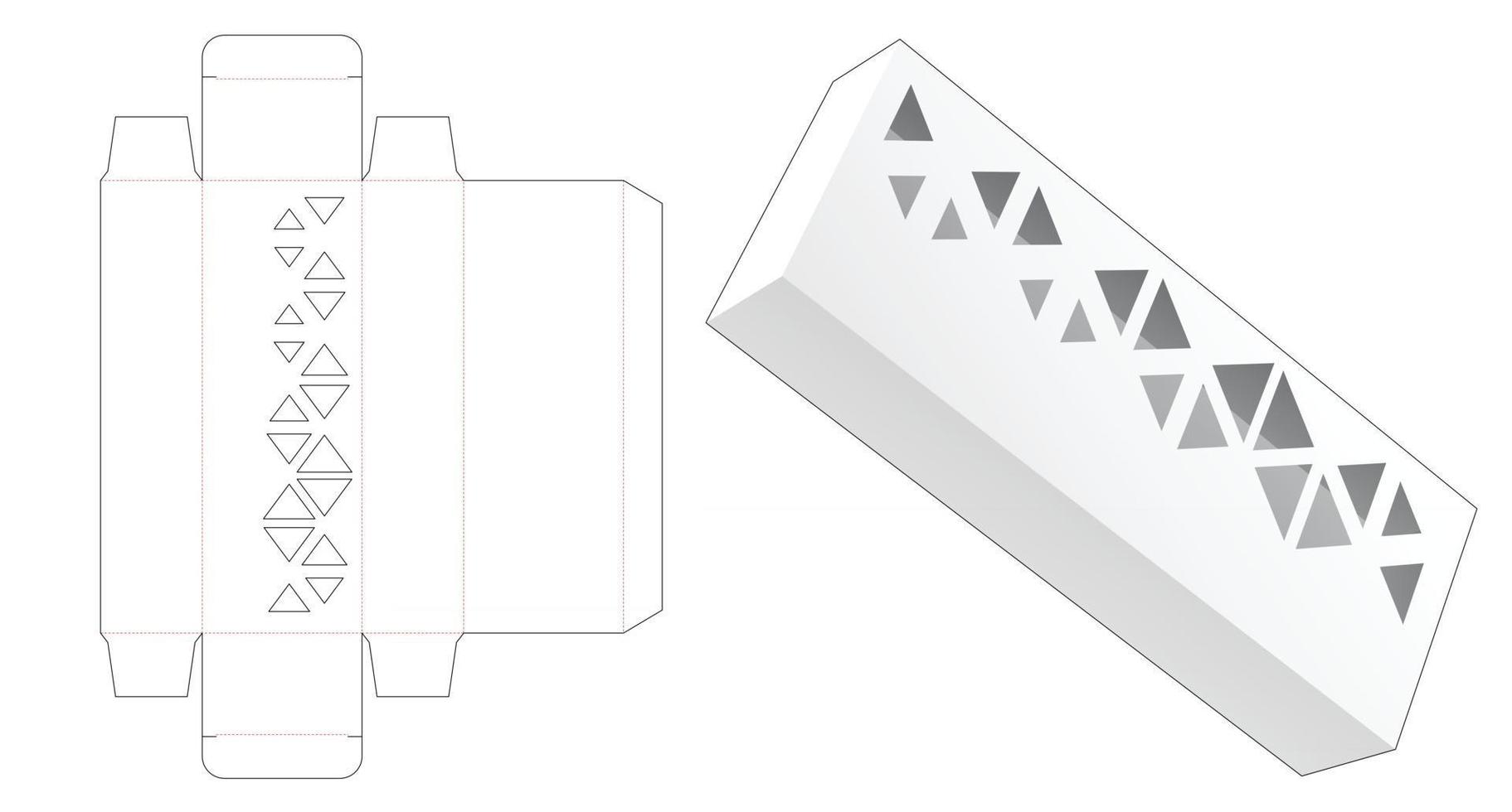 lange verpakkingsdoos met gestencilde driehoekige gestanste sjabloon vector