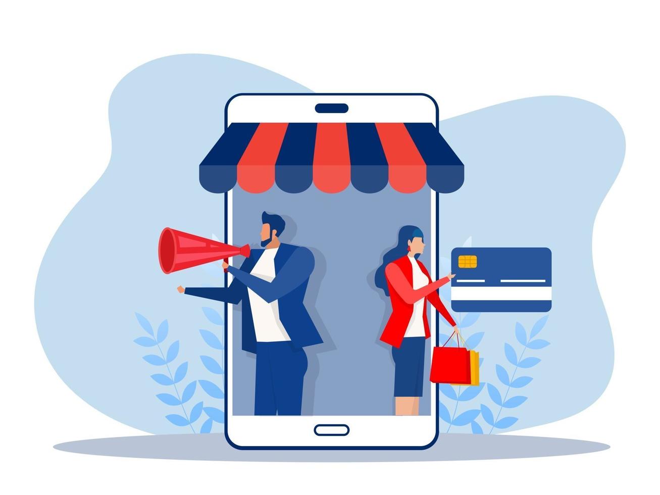 bedrijf promoten winkel winkel op smartphone, online winkelen vector