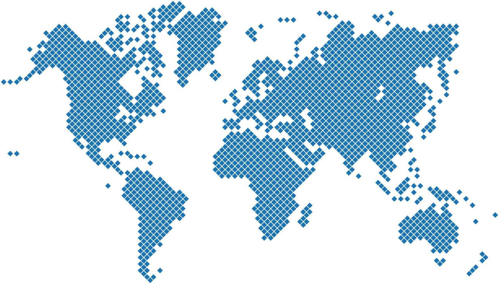 blauwe vierkante wereldkaart op witte achtergrond vector