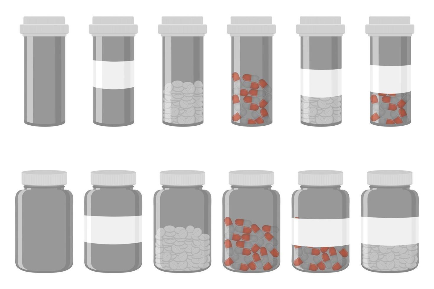 illustratie op thema grote gekleurde set verschillende soorten pillen vector