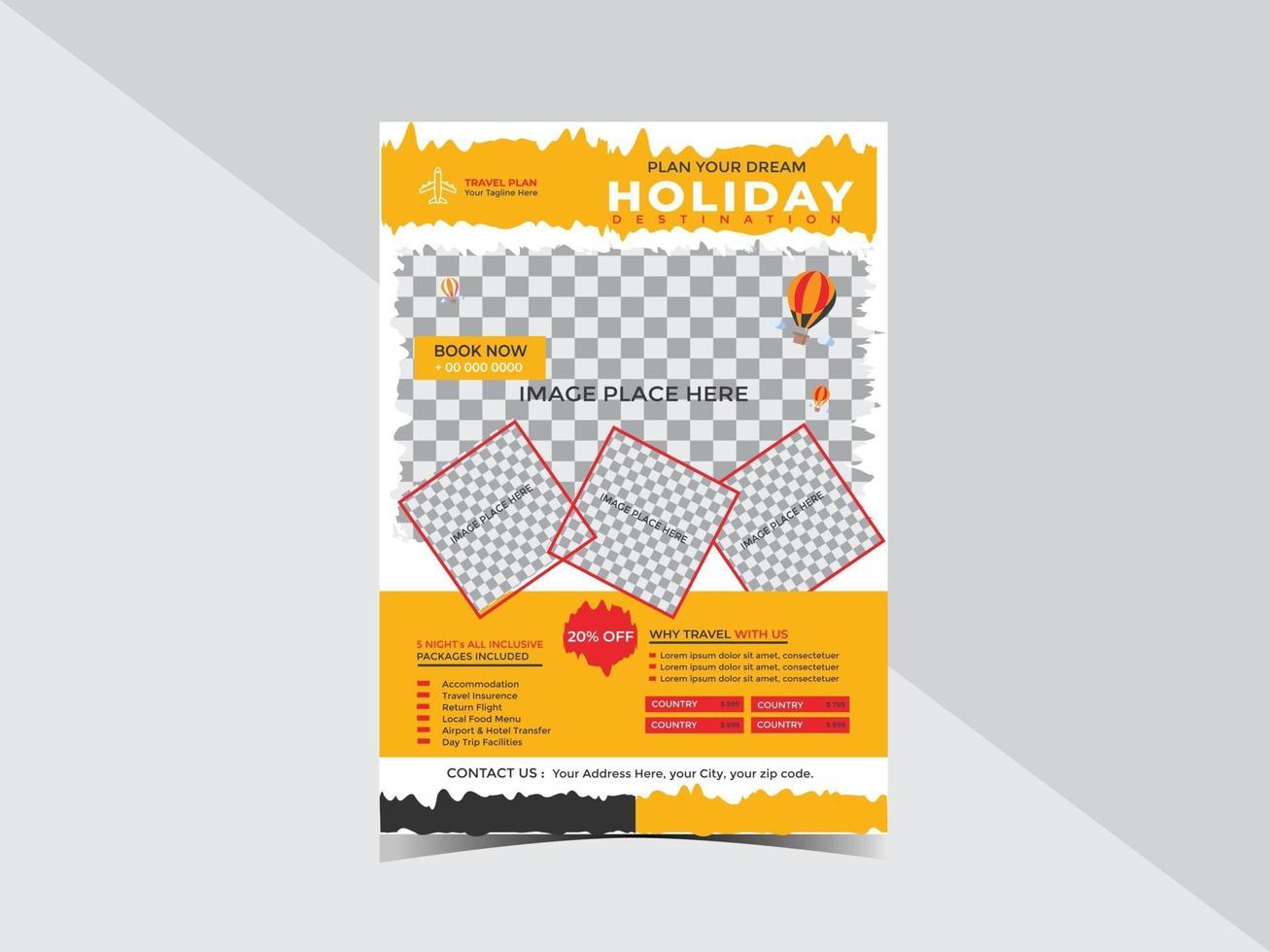 ontwerpsjabloon voor reizen en reizen voor zakelijke flyers vector