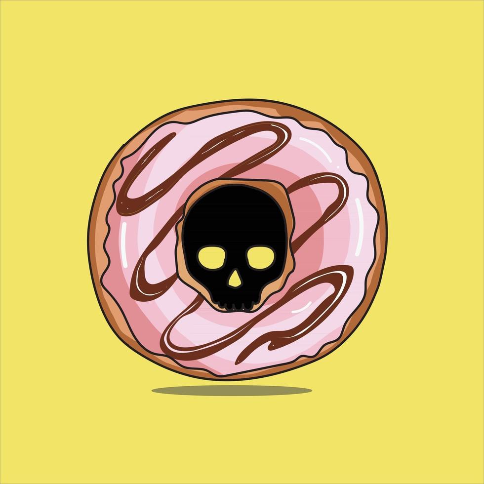 zoete schedel donuts hand kunst vector
